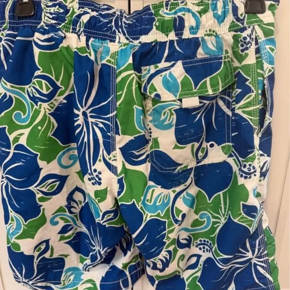 2 Men's Floral Swim Trunks Old Navy Blue Size Small & Quicksilver Black -Size 30